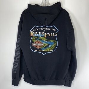Vintage Harley Davidson 2001 River Falls Wisconsin Full Zip Hooded Sweatshirt L